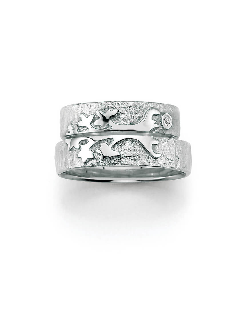 Eheringe in Silber inklusive Brillanten